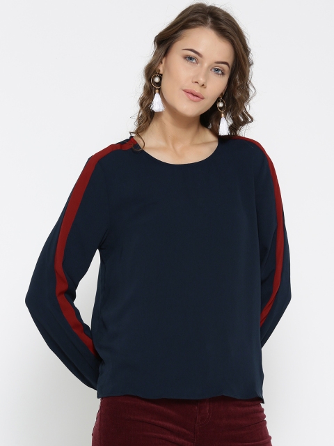 

ONLY Women Navy Solid Top, Navy blue