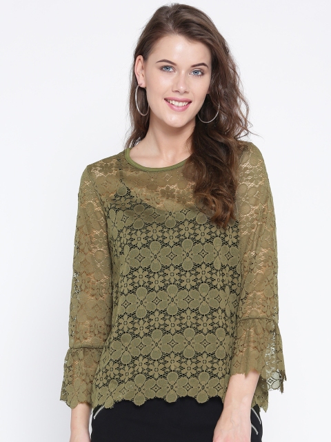 

ONLY Women Olive Green Lace Top
