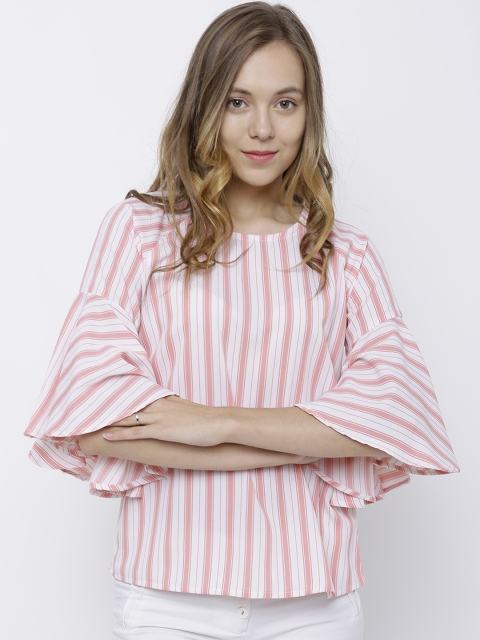 

Tokyo Talkies Women White & Pink Striped Top