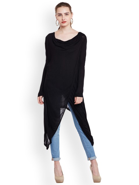 

Belle Fille Women Black Solid High-Low Top