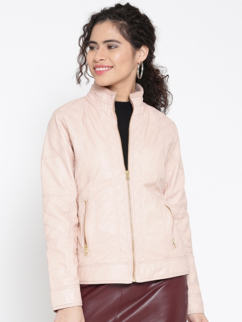 

Fort Collins Women Pink Solid Faux Leather Tailored Jacket