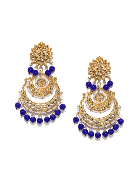 

Zobby Gold-Plated Blue Crescent-Shaped Chandbalis