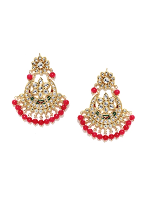 

Zobby Red & Gold-Toned Crescent Shaped Chandbalis