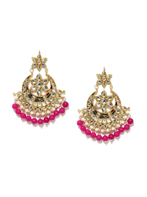 

Zobby Gold-Plated Pink Crescent Shaped Chandbalis