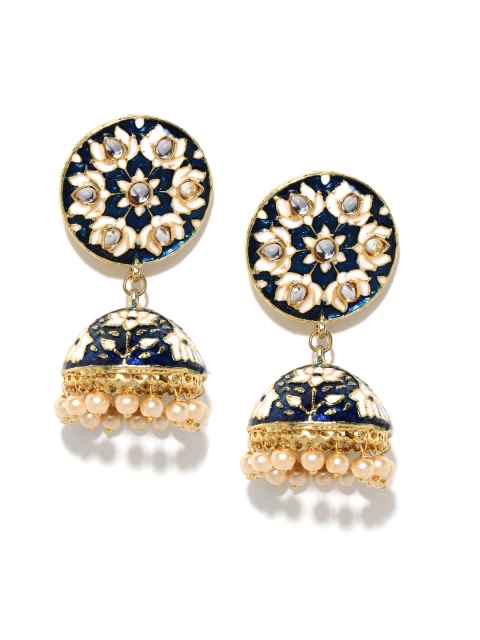 

Zobby Gold-Plated Blue Dome Shaped Jhumkas