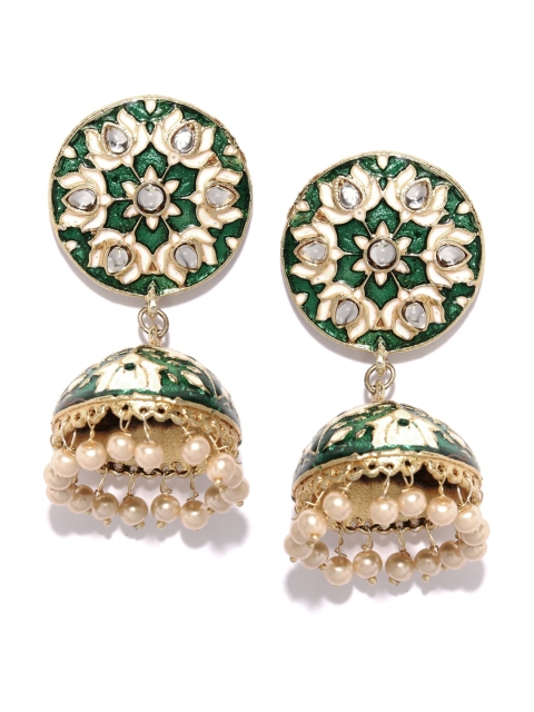 

Zobby Green & Cream-Coloured Circular Jhumkas