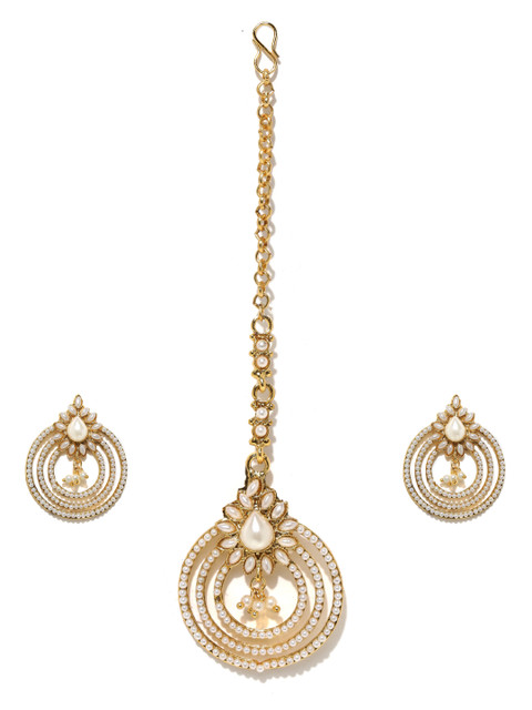 

Zobby Gold-Plated Stone-Studded Jewellery Set
