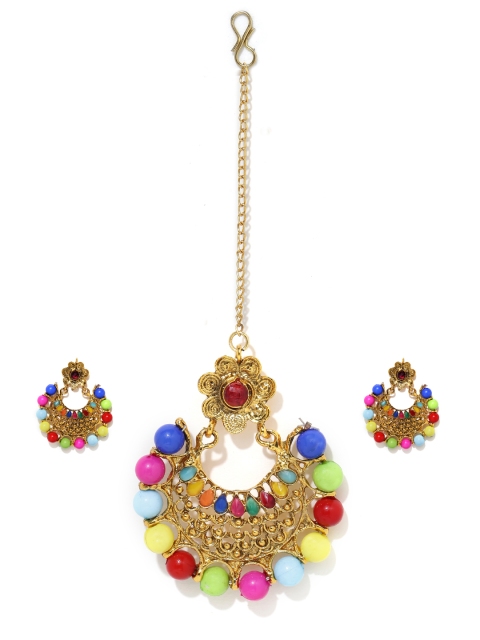 

Zobby Gold-Plated Stone-Studded Jewellery Set
