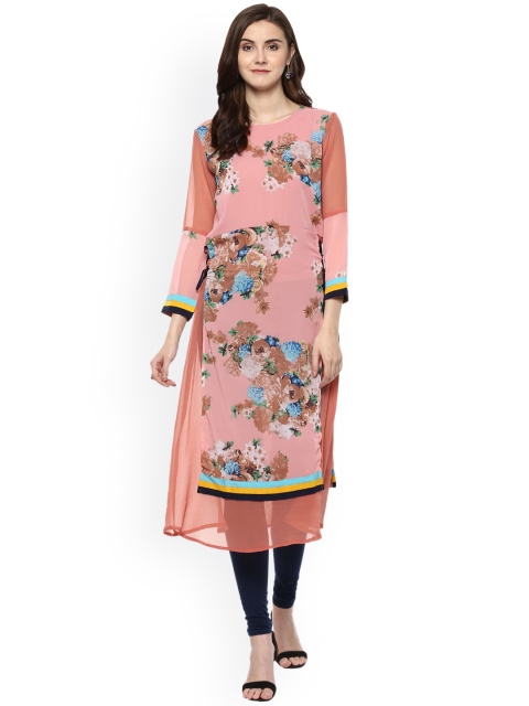 

La Firangi Women Pink Printed Straight Kurta