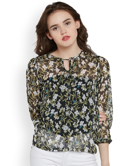 

Miss Chase Women Black Floral Print Top