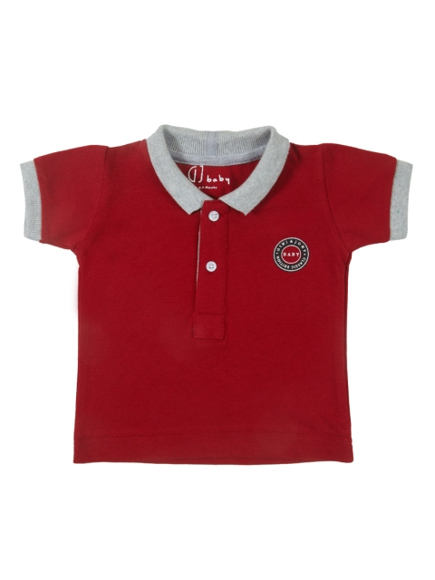 

Gini and Jony Boys Red Solid Polo Collar T-shirt