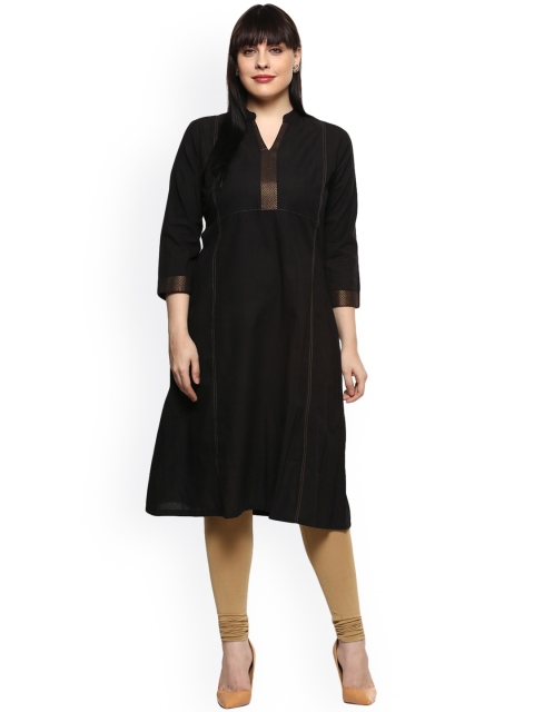

Love More Women Black Printed A-Line Kurta