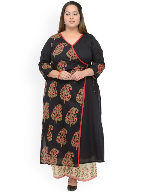

Love More Women Black Printed A-Line Kurta