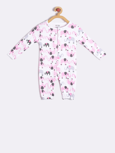 

GKIDZ Kids White & Pink Printed Rompers