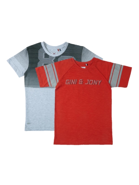 

Gini and Jony Boys Pack of 2 Printed T-shirts, Grey