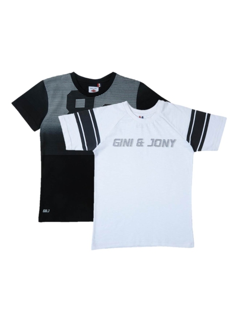 

Gini and Jony Boys Pack of 2 Printed T-shirts, Black