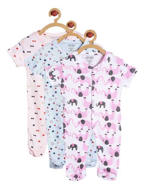 

GKIDZ Unisex Pack Of 3 Multicoloured Printed Sleepsuits, Multi