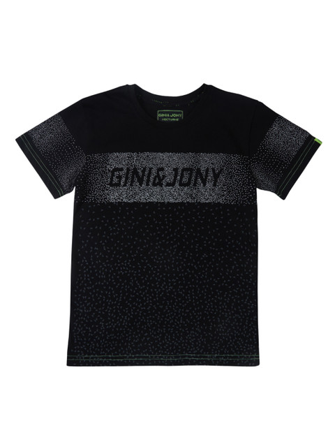 

Gini and Jony Boys Black Solid Round Neck T-shirt
