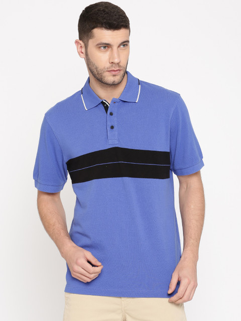 

Nautica Men Blue Striped Polo Collar T-shirt