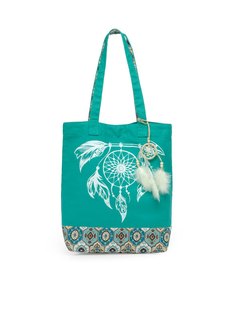 

The House of Tara Teal Green Printed Tote Bag