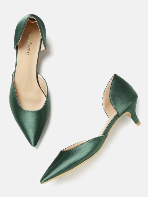 

DressBerry Women Green Solid D'orsay Kitten Heels