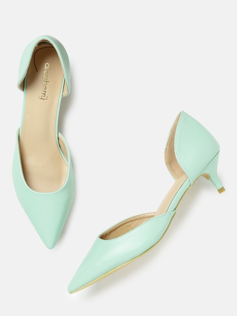 

DressBerry Women Green D'orsay Kitten Heels