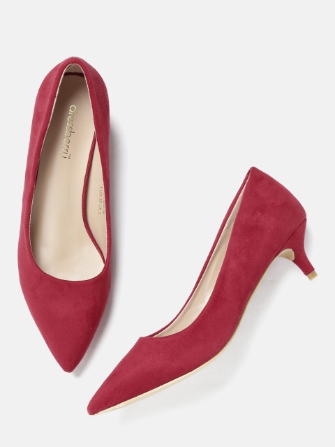 

DressBerry Women Red Solid Kitten Heels