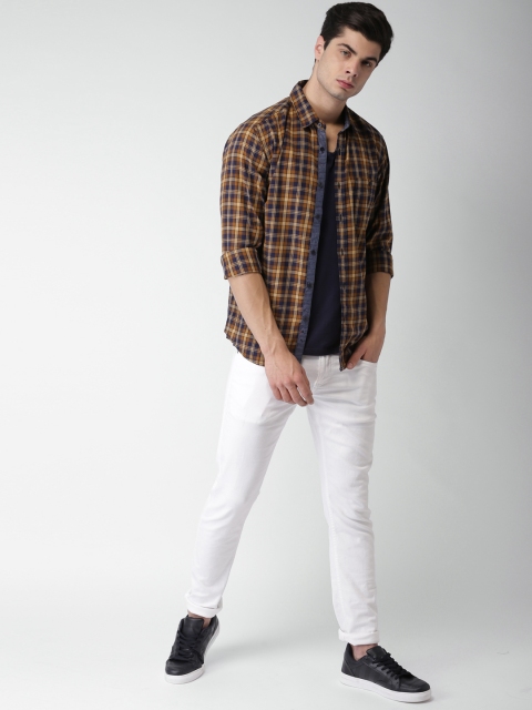 

Harvard Men Navy Blue & Brown Regular Fit Checked Casual Shirt