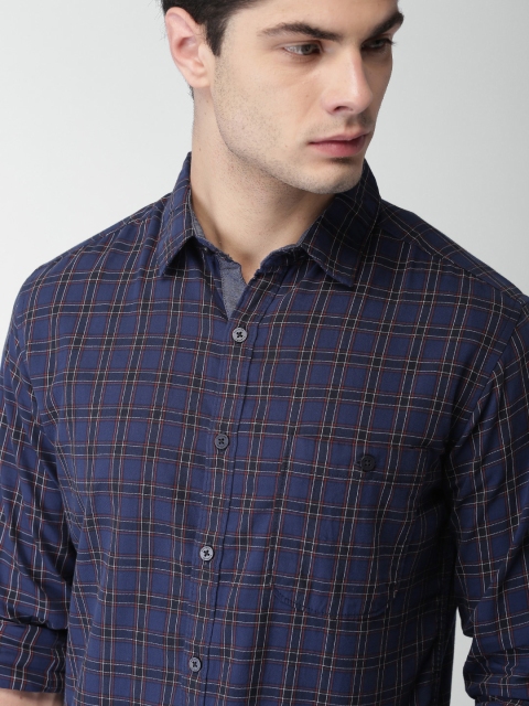 

Harvard Men Navy Blue Regular Fit Checked Casual Shirt