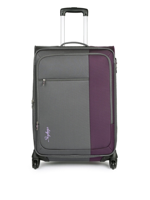 

Skybags Unisex Grey & Purple Cube 4W EXP Small Trolley Bag