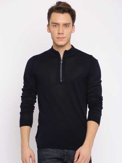 

Jack & Jones Men Navy Blue Solid Pullover