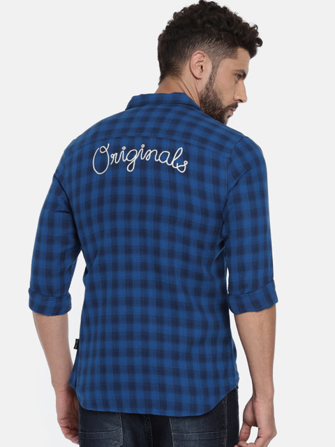 

Jack & Jones Men Blue Slim Fit Checked Casual Shirt