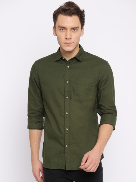 

Jack & Jones Men Olive Green Regular Fit Solid Casual Shirt