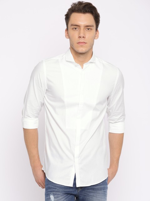 

Jack & Jones Men White Slim Fit Self Design Semi-Formal Shirt