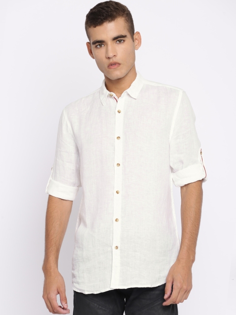 

Jack & Jones Men White Slim Fit Solid Casual Shirt