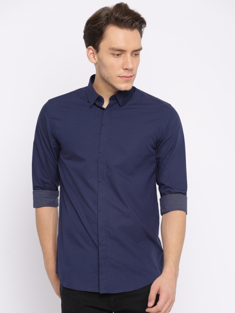 

Jack & Jones Men Navy Blue Slim Fit Self Design Casual Shirt