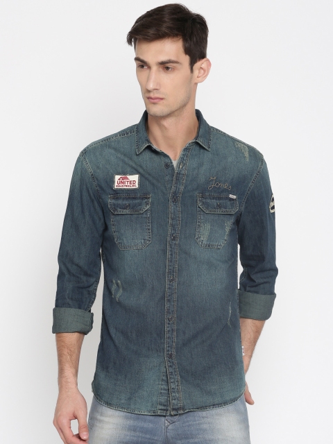 

Jack & Jones Men Blue Slim Fit Faded Casual Shirt
