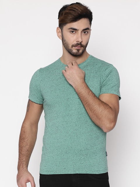 

Jack & Jones Men Green Solid Round Neck Slim Fit T-shirt
