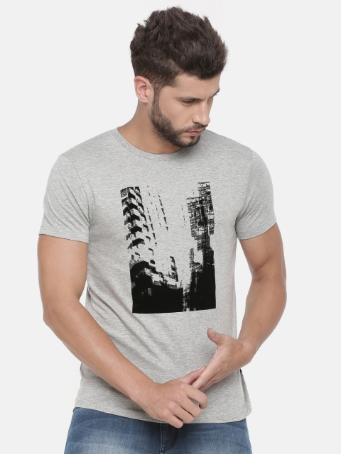 

Jack & Jones Men Grey Printed Round Neck T-shirt