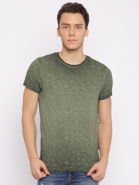 

Jack & Jones Men Green Printed Round Neck T-shirt