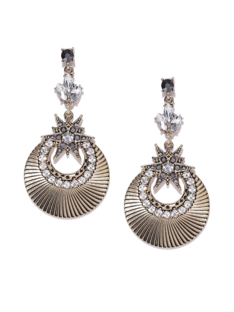 

Accessorize Antique Gold-Toned Stone-Studded Drop Earrings