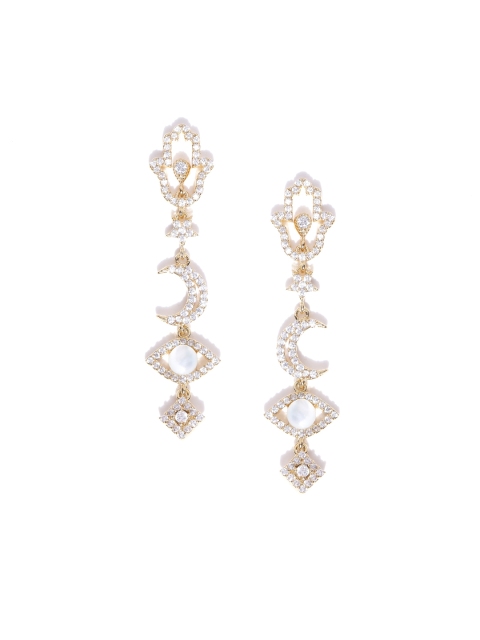 

Accessorize Off-White Gold-Plated Stone-Studded Drop Earrings