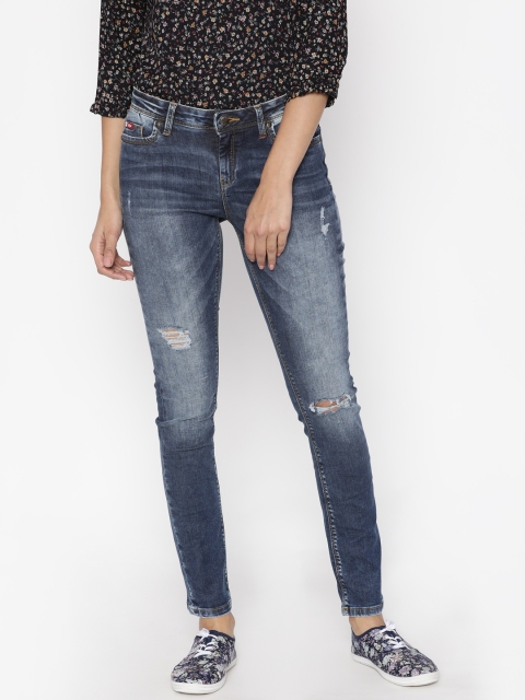 

Lee Cooper Women Blue Slim Fit Mid-Rise Mildly Distressed Stretchable Jeans, Na