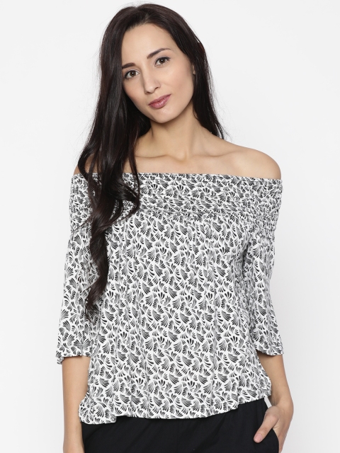 

Lee Cooper Women White Printed Bardot Top
