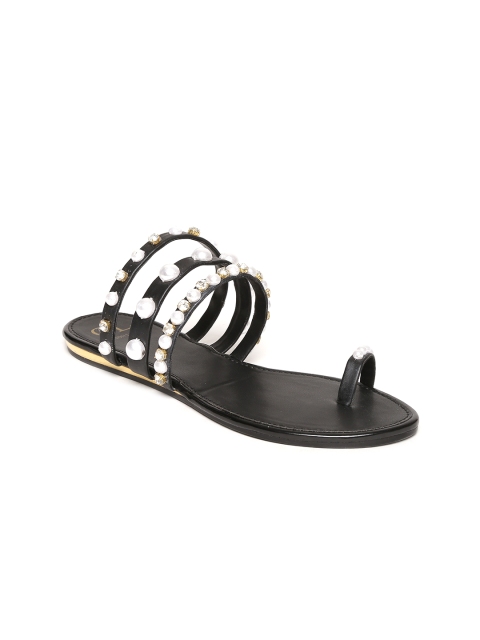 

Carlton London Women Black Solid Embellished One Toe Flats