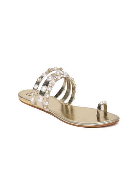 

Carlton London Women Gold-Toned Embellished One Toe Flats