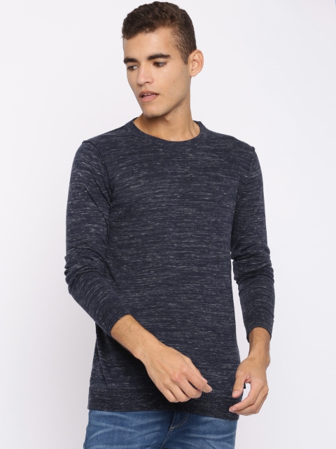 

Jack & Jones Men Navy Blue Solid Pullover Sweater
