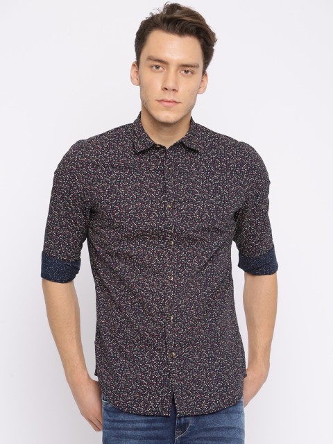 

Jack & Jones Men Navy Blue Slim Fit Printed Casual Shirt
