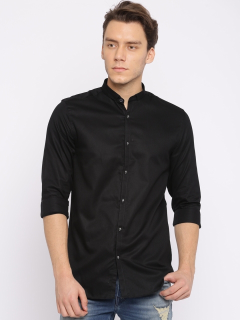 

Jack & Jones Men Black Slim Fit Self Design Casual Shirt