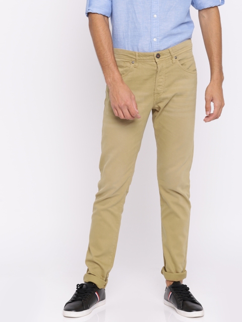 

Jack & Jones Men Khaki Slim Fit Solid Chinos